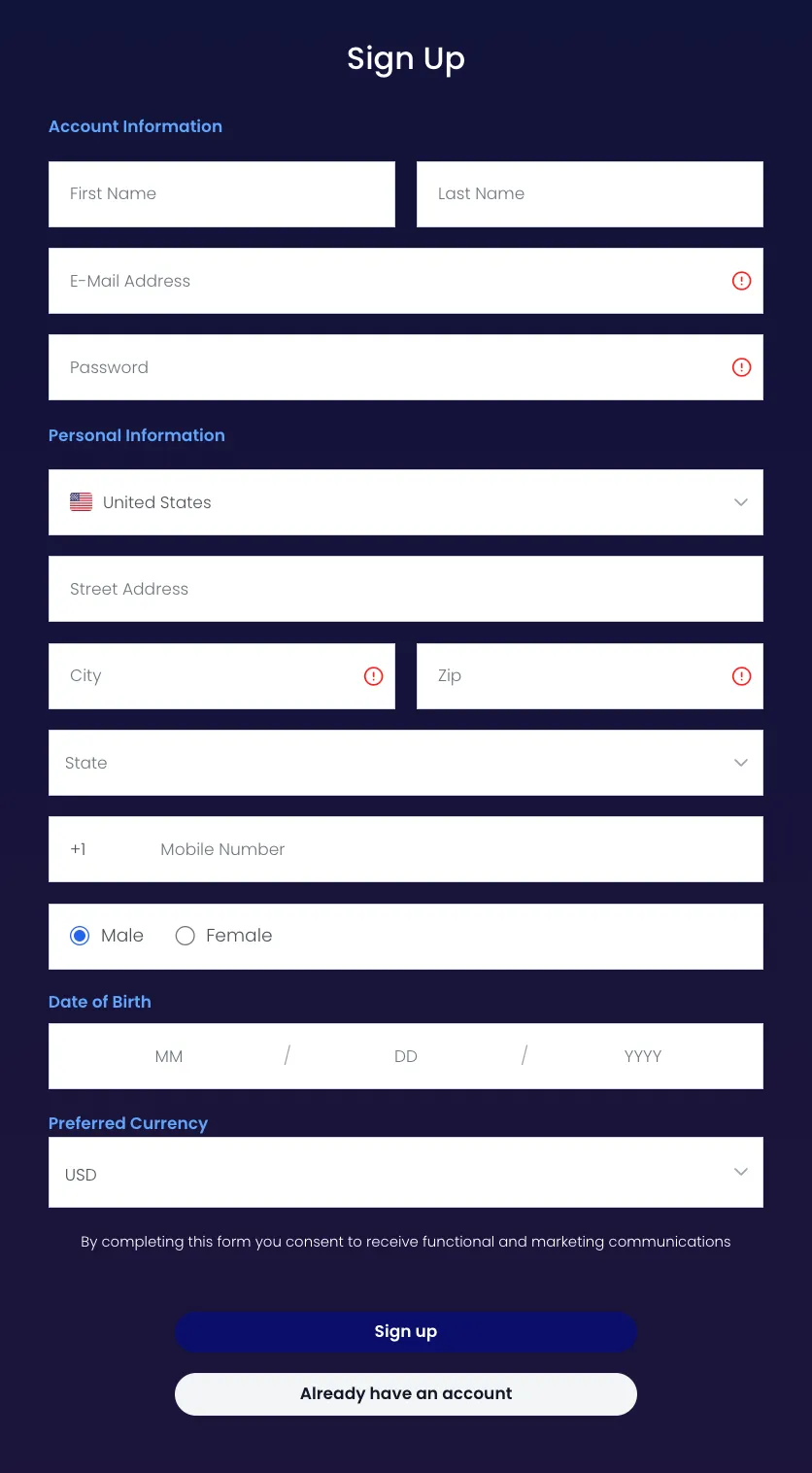 ruby-slots-casino signup page